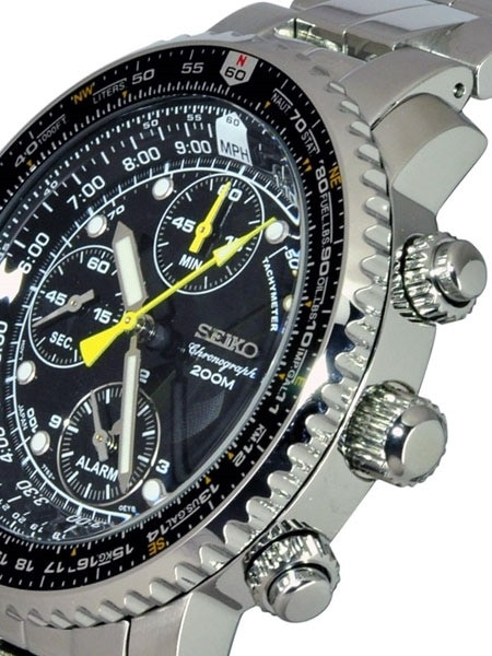 Seiko SNA411 SNA411P SNA411P1 Quartz Flight Chronograph Watch with Alarm  Function