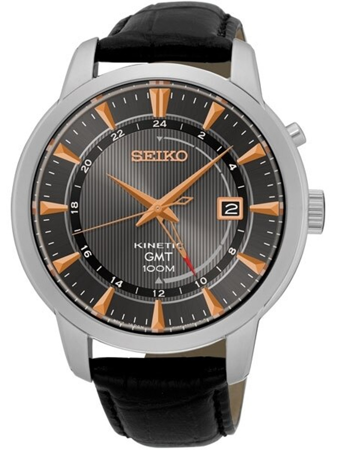 Seiko SUN063 GMT Kinetic Watch with 43.6mm case, rose goldtone ...