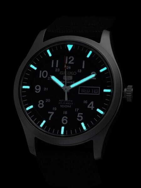 Seiko Military Black Dial Automatic Watch with 42mm Case, Black Canvas  Strap #SNZG15J1