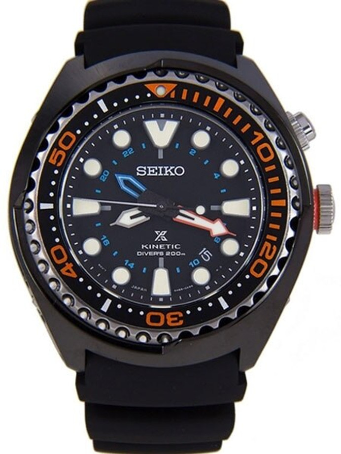 Seiko SUN023 Prospex Kinetic Black Ion-Plated GMT Watch #SUN023