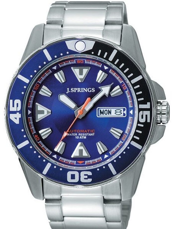 J. Springs 43mm Automatic 21 Jewel Sport Dive Watch with Day and