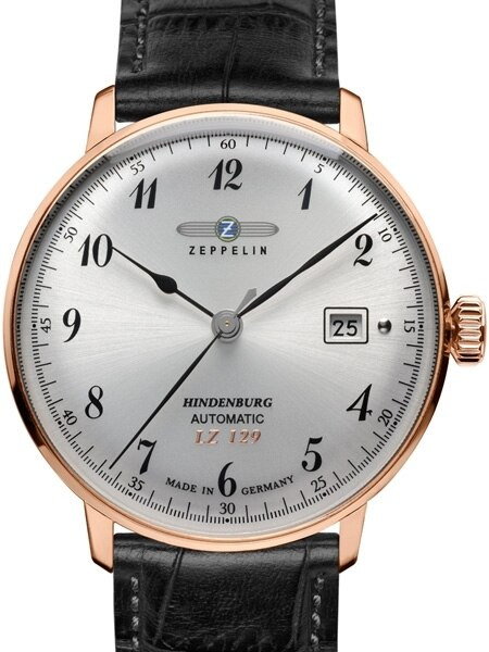 Zeppelin Orologio Uomo Automatico LZ129 Hindenburg – Cinturino In Nylon Nero, Cassa In Acciaio 40mm, Quadrante Bianco, Impermeabile 50m, Modello 8064-1n
