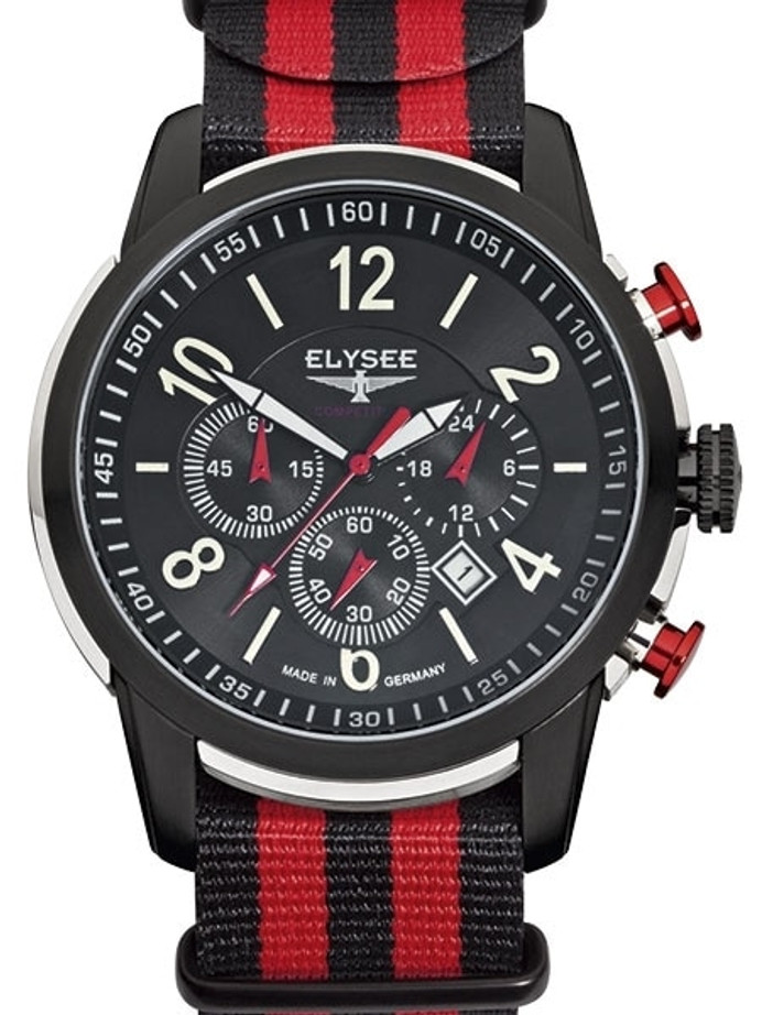 Elysee 45mm The Race #80524 and 60-minute Sapphire Stopwatch Chronograph with Watch I Crystal Quartz