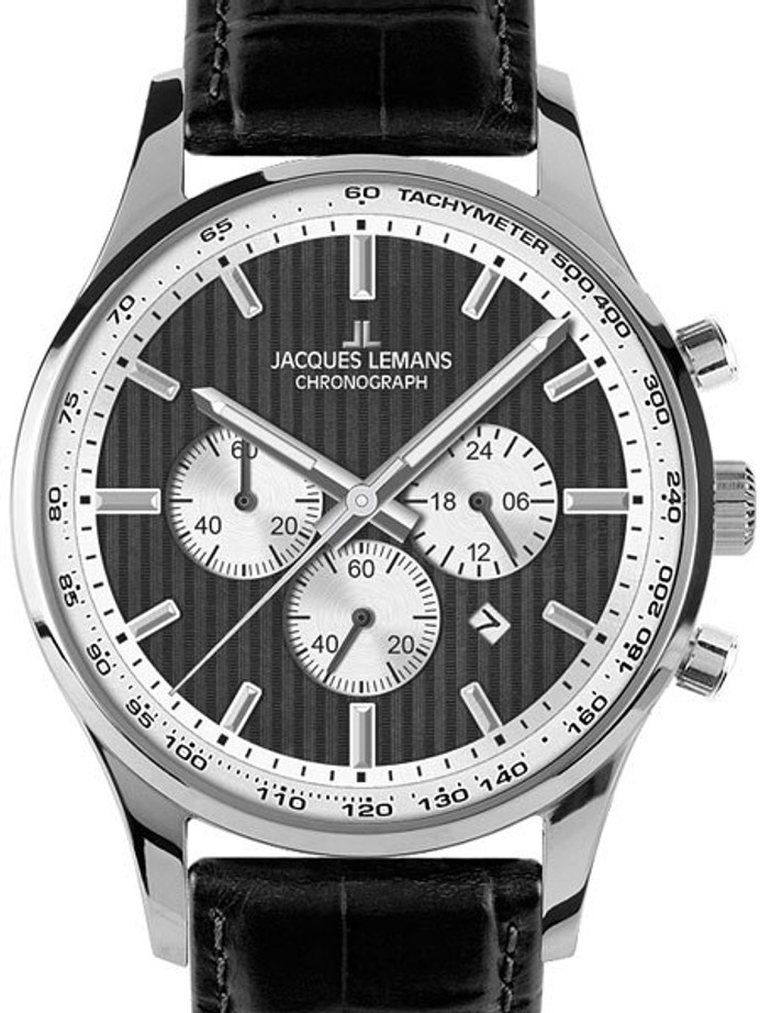 Jacques Lemans London 44MM Chronograph with Black Striped Dial #1-1735E