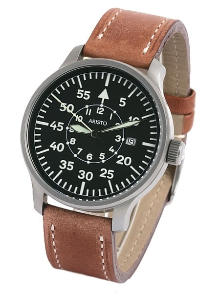 Aristo 3H80 42mm Quartz Pilot's Watch with Sandblasted Case