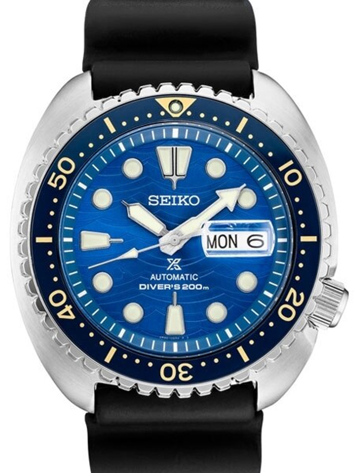 Seiko Turtle Prospex Automatic Dive Watch with Blue Dial and Silicone  Rubber Strap #SRPE07