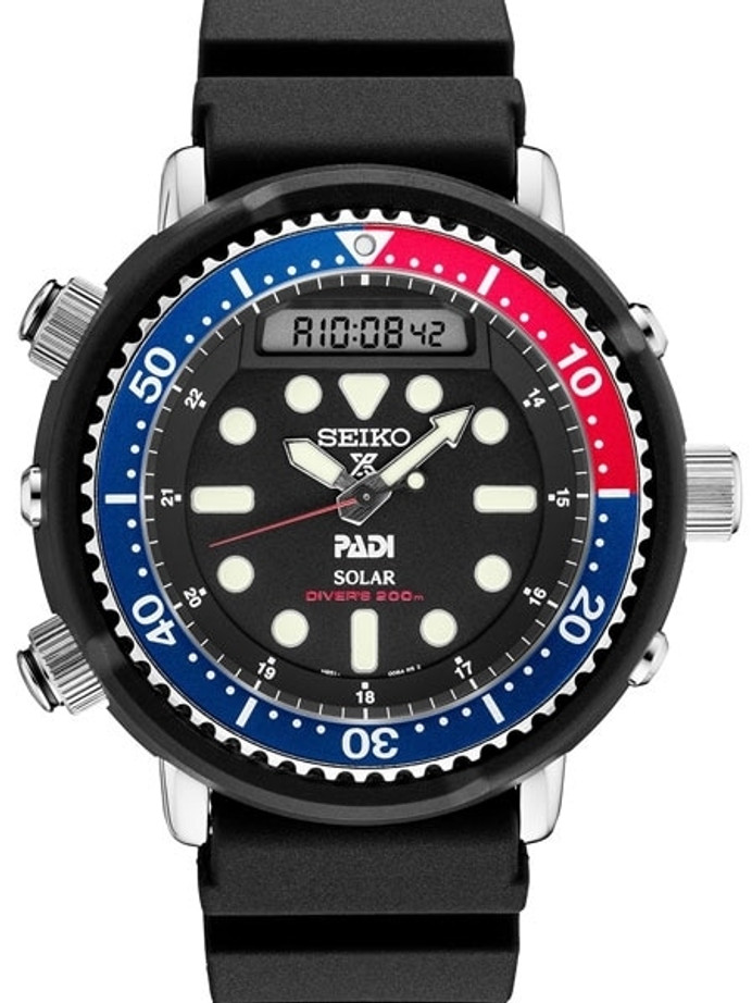 Seiko Prospex Limited Edition Black Analog-Digital Dive Watch Depth Meter,  Water Temp and Dive Log Functions #SNJ037