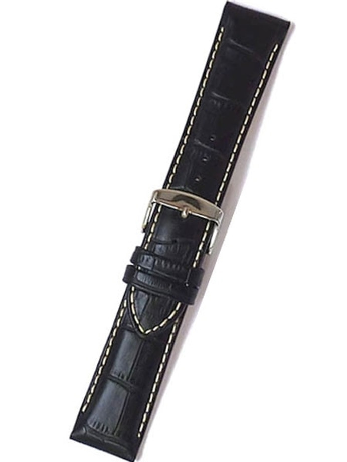 Black Alligator-Grain Strap with white contrast stitching #RB9-21430