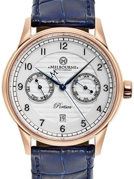 Melbourne Automatic Calendar Watch with White Dial, Sapphire