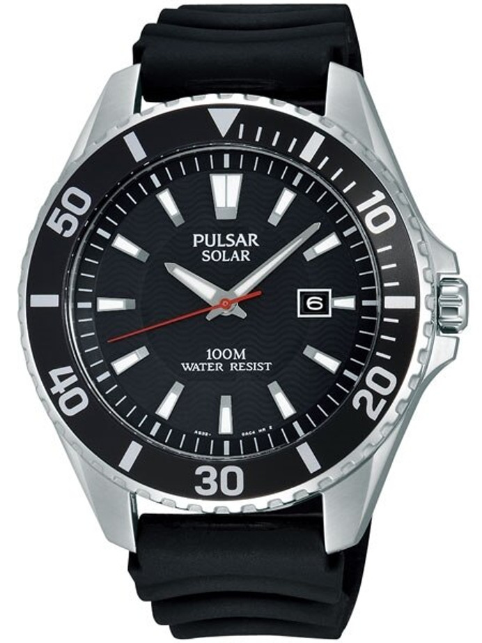 Pulsar Solar Powered Quartz Sport Watch with 44mm stainless steel