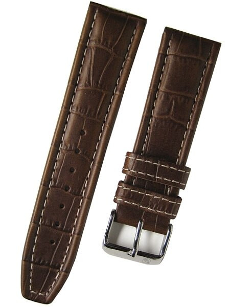 Toscana Brown Alligator Grained Leather Watch Strap with White