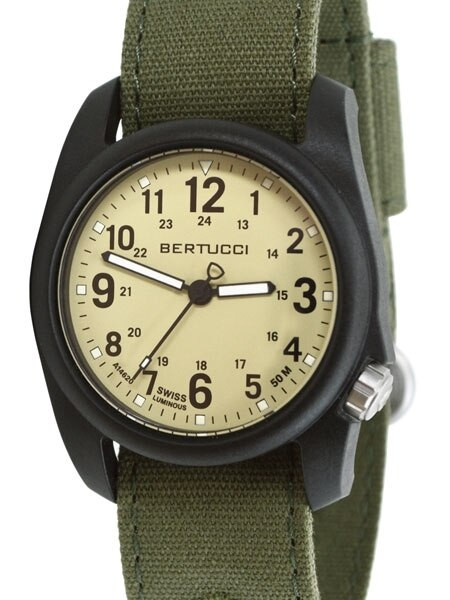 Bertucci DX3 Canvas field watch, Evergreen Canvas Strap, Saguaro