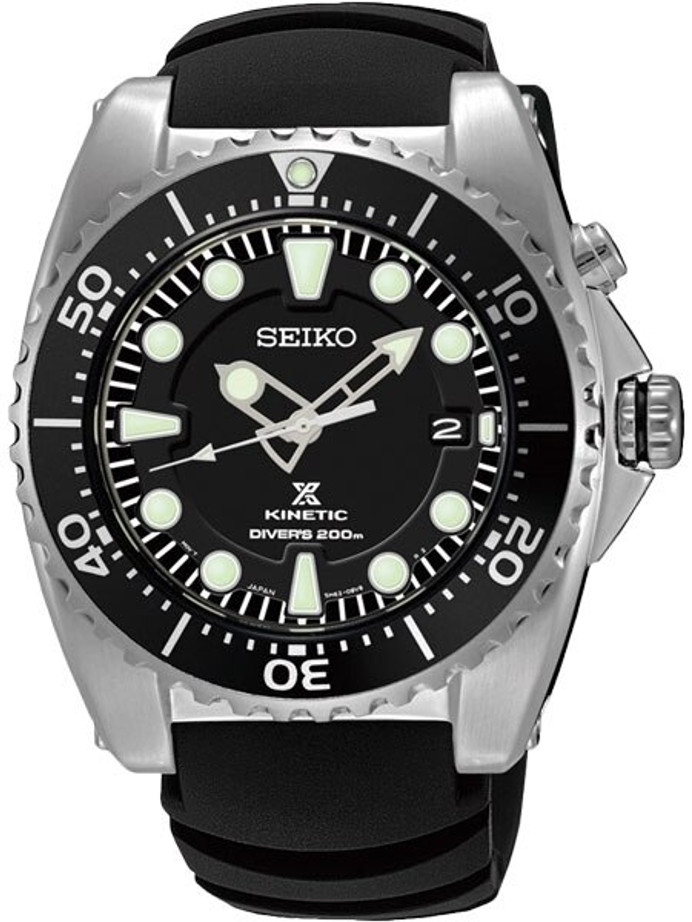 Seiko Prospex Kinetic Dive Watch with  case, luminous hands and  markers #SKA371P2