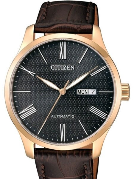 Citizen Automatic Watch with Rose Goldtone Case, Black Textured