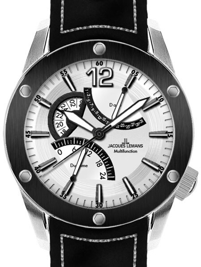 Jacques Lemans Liverpool Quartz Watch with Dual Time GMT and Pointer Date #1 -1739B