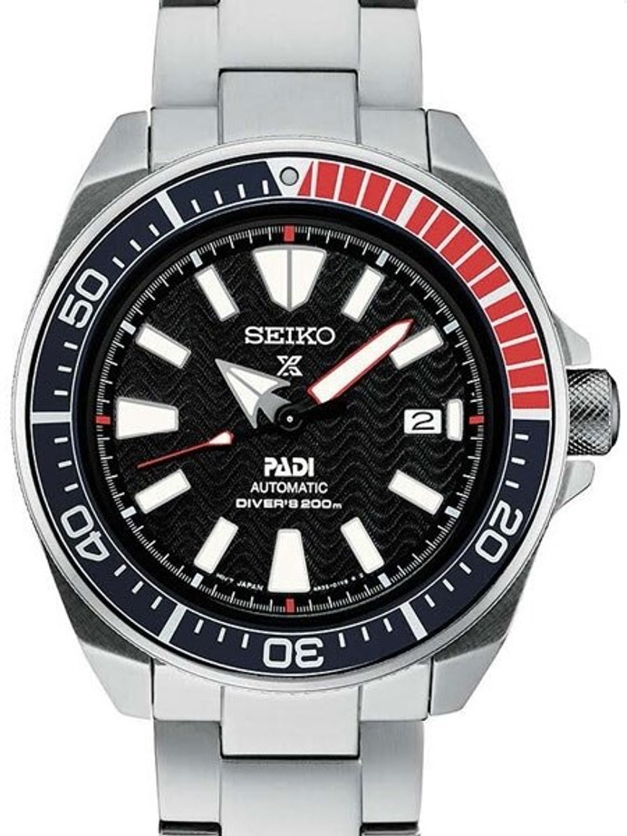 Seiko Samurai Prospex PADI Automatic Dive Watch with Stainless Steel  Bracelet #SRPB99