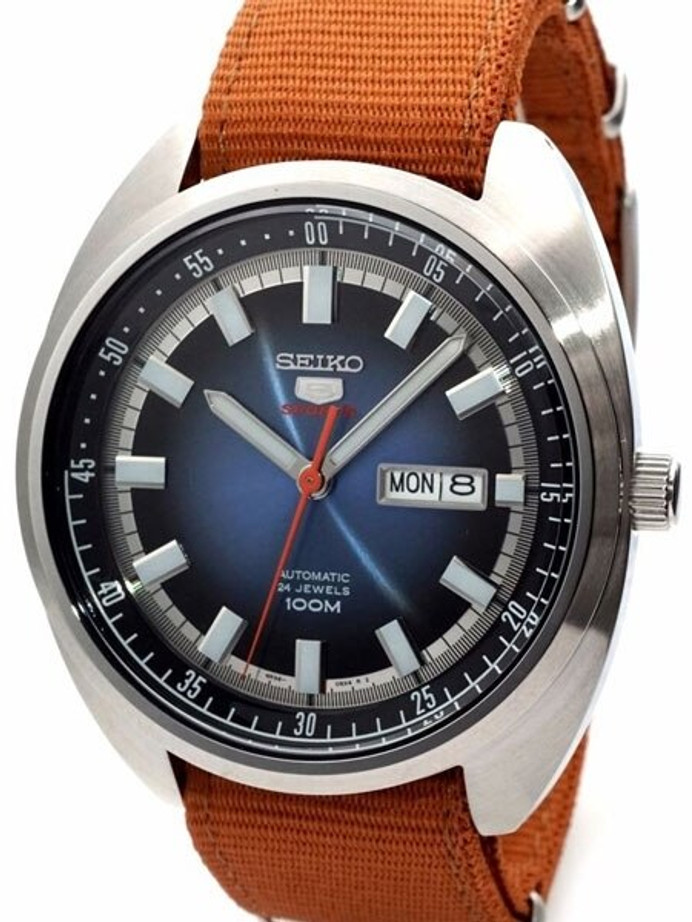 Seiko Sports 5 Automatic 24-Jewel Watch with an 44mm Cushion Case #SRPB21K1