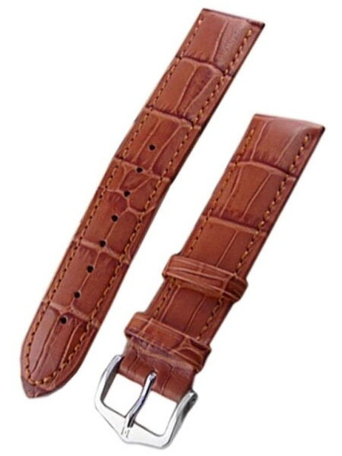 Hirsch Extra-Long Duke Brown Alligator Embossed Natural Leather Watch Strap #010282-70