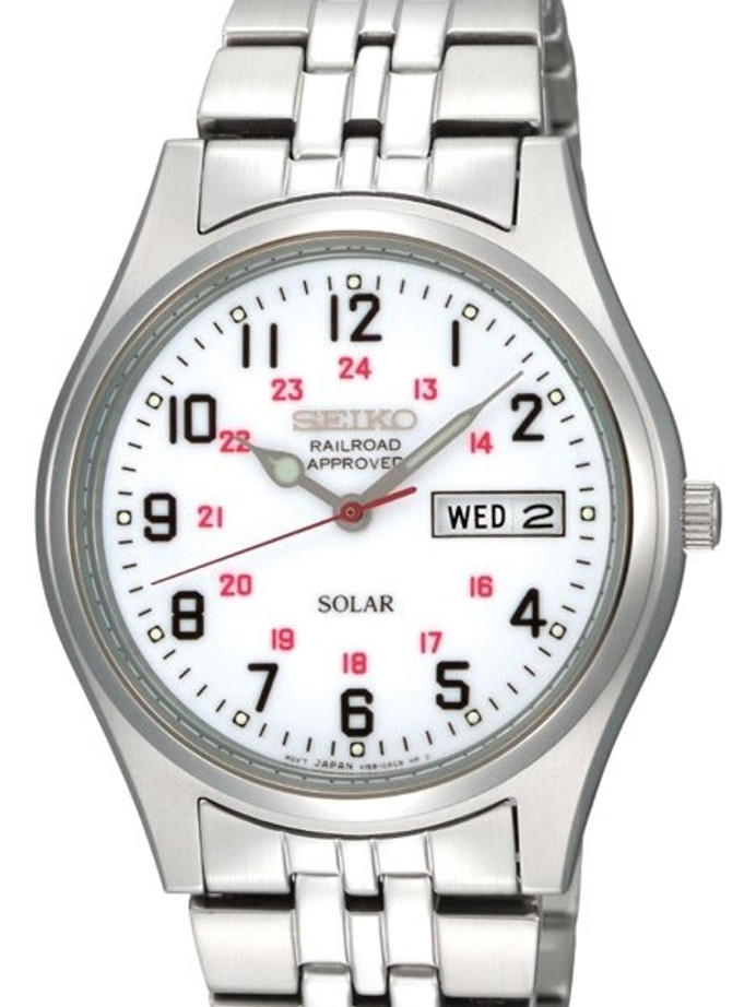Seiko Solar Powered Railroad Approved Watch with 37mm Case, Stainless Steel  Bracelet #SNE045