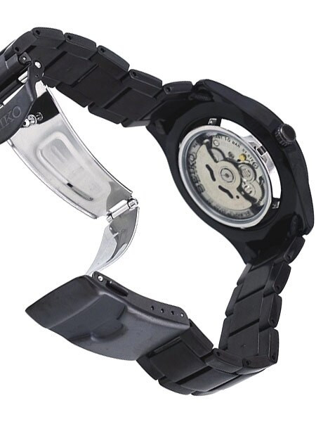 Seiko Military Black Dial Automatic Watch with 42mm Gun Metal Plated Case # SNZG17K1