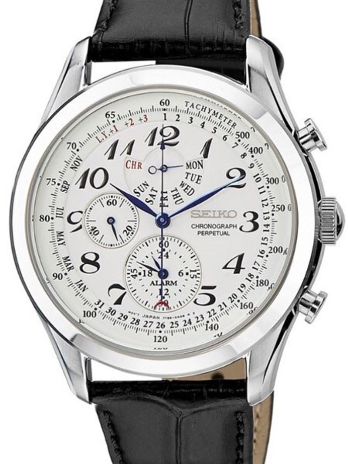 Seiko Chronograph, Alarm Watch with Perpetual Calendar and  Stainless  Steel Case #SPC131P1