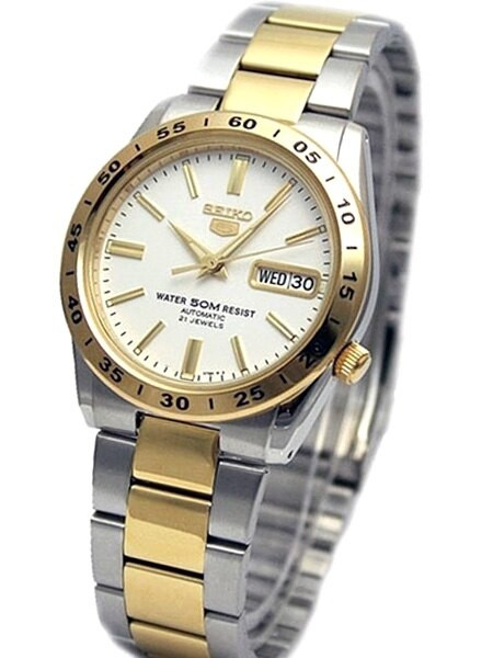 Seiko 5 Automatic Two-Tone Watch with Stainless Steel Bracelet #SNKE04K1