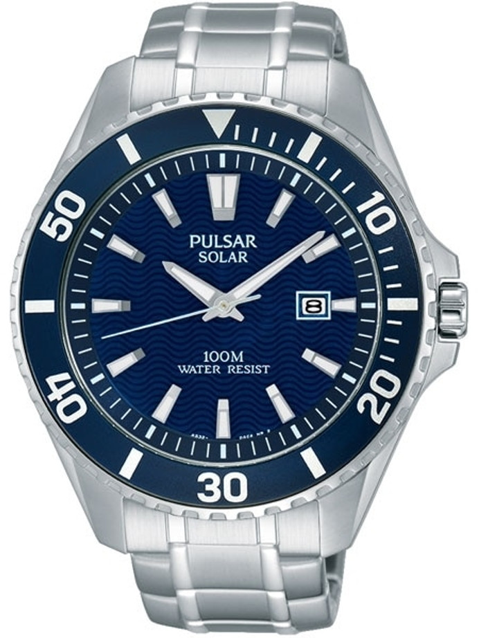 Pulsar Solar Powered Quartz Sport Watch with 44mm Case PX3067