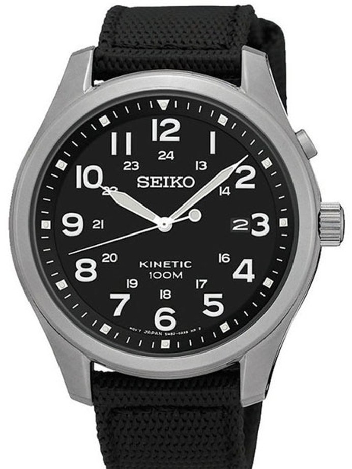 Seiko Kinetic Watch with Black Dial and Power Reserve #SKA727P1