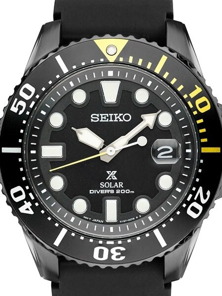 Seiko Prospex Solar Dive Watch with a 43.5mm Black ion Case and Silicone  Strap #SNE441