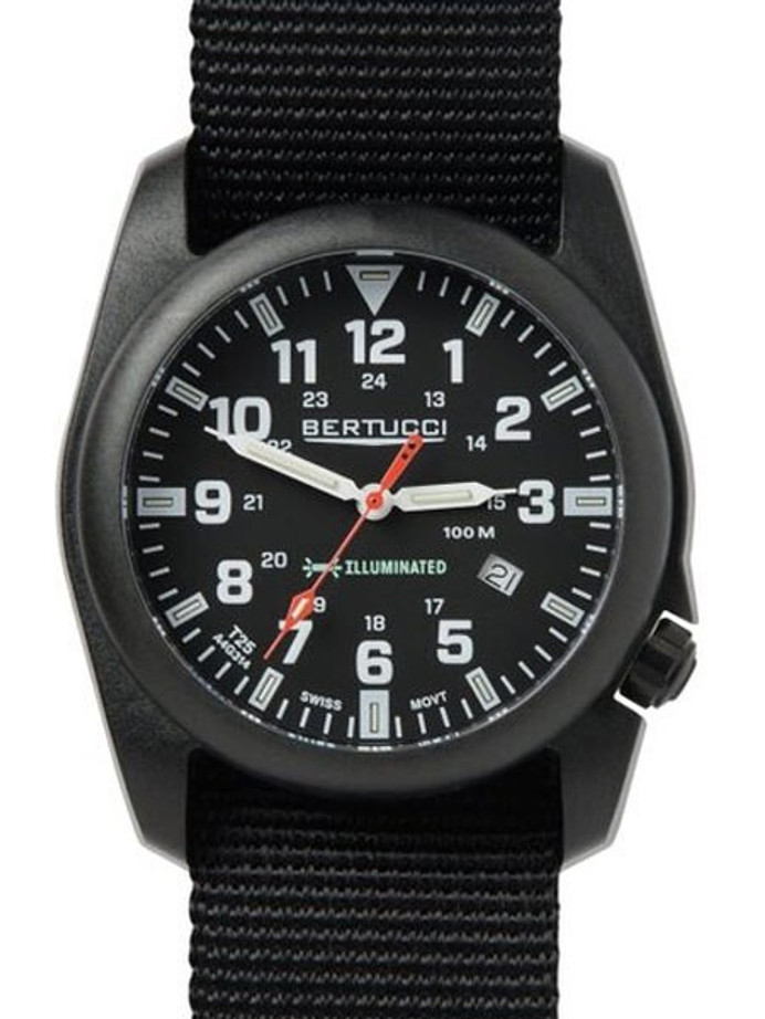 Bertucci 45mm Black Polycaronate A-5P Case Watch with Tritium Tube Lights  #13500