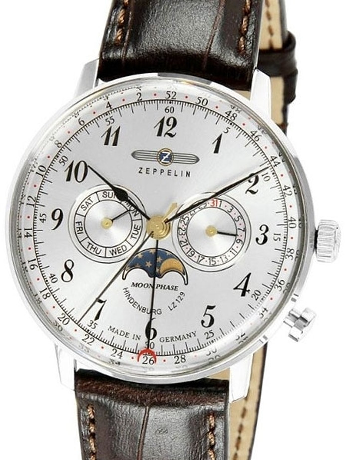 Scratch and Dent - Graf Zeppelin Hindenburg Swiss Quartz Moonphase Calendar Watch #7036-1 2