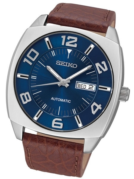 Seiko Recraft series Automatic Watch with 43.5mm case, brown leather strap # SNKN37