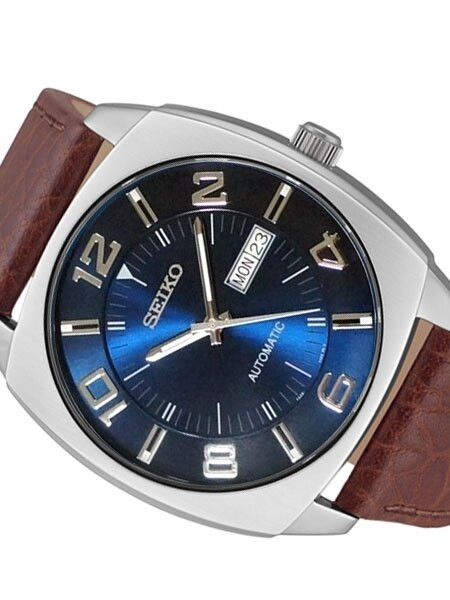 Seiko Recraft series Automatic Watch with 43.5mm case, brown leather strap # SNKN37