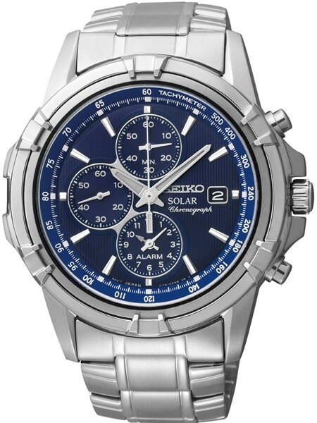 Seiko Solar Powered Chronograph Alarm Watch with 44mm Stainless