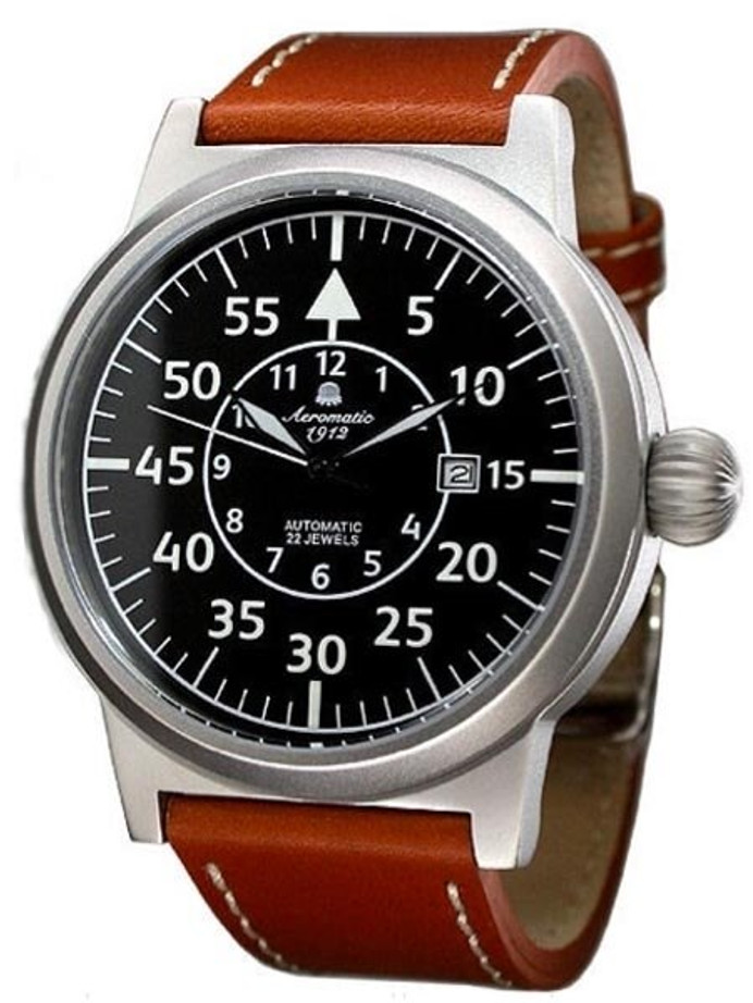 Aeromatic 1912 Retro Styled Aviator Quartz Watch, Aged Patina Case #A1254