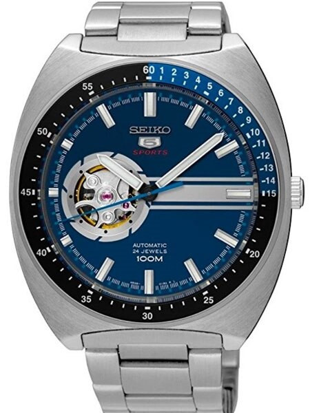 Seiko 44mm Sports 5 Automatic 24-Jewel Watch with an Open-Heart