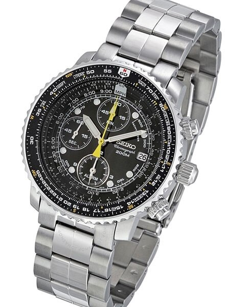 Seiko SNA411 SNA411P SNA411P1 Quartz Flight Chronograph Watch with Alarm  Function