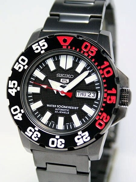 Seiko 5 Sports Automatic Black PVD Dive Watch with PVD Bracelet #SNZF53K1