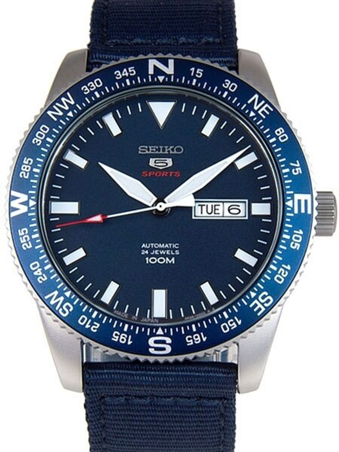 Seiko 5 Sports Automatic Watch with a Rotating Compass Bezel #SRP665J1