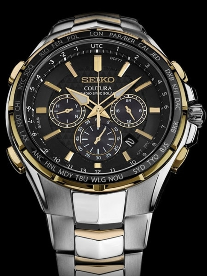 Seiko RadioControlled, Solar Powered Chronograph Watch with 45mm Two
