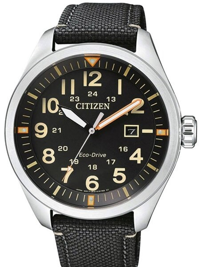 Citizen Military Watch Eco-Drive Black Dial with Black Nylon Strap  #AW5000-24E