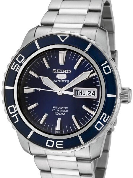 Seiko 41mm Sports 5, 23-Jewel Automatic Watch with Day and Date Window # SNZH53K1