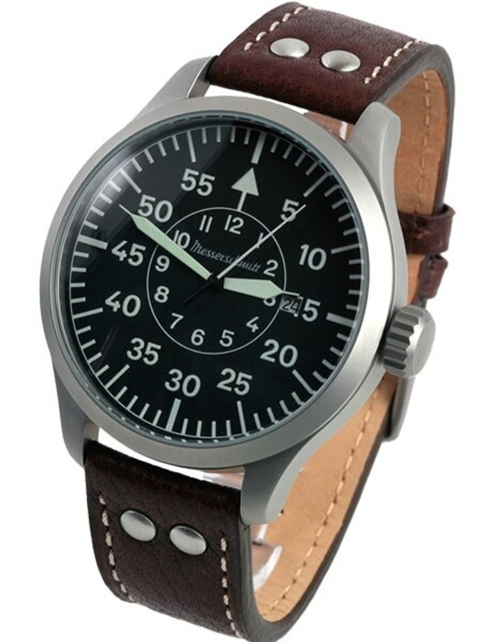 Messerschmitt Fliegeruhr Watch with Aviator Leather Strap #ME-47XL