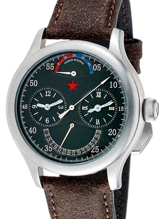 Red Star Dual-Time Automatic Watch with 42-Hour Power Reserve, Retrograde Date #6202G-2545B