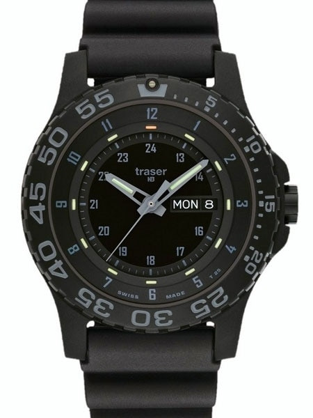 Traser Shade Military Watch with Sapphire Crystal and Rubber Strap