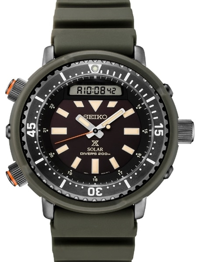 Seiko Prospex Solar Analog-Digital Dive Watch with Depth Meter, Water Temp  and Dive Log Functions #SNJ033