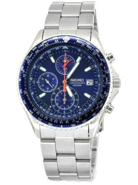 Seiko Flightmaster Quartz Chronograph with Stop-Watch, slide-rule, and  12-hour totalizer #SND255