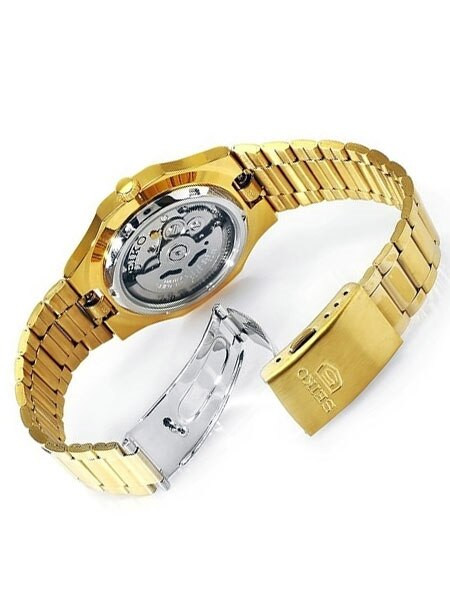 Seiko 5 Automatic Watch with Goldtone Case and Bracelet #SNKK52