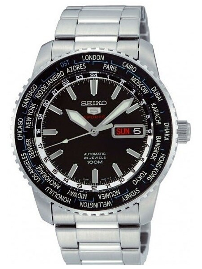 Seiko 5 Sports Automatic Hand Winding World Time Watch SRP127K1