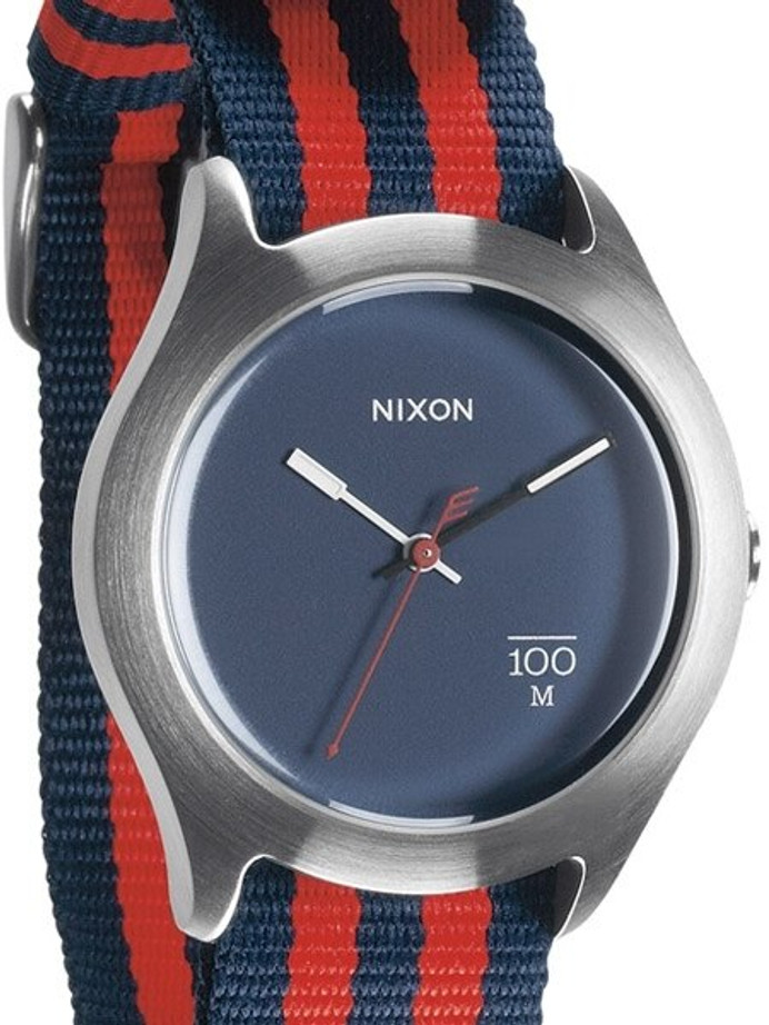 Nixon Quad Quartz Watch with Blue Dial and Red, Blue Nylon Strap #A344-1152